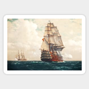 Ship At Sea by Michael Zeno Diemer digitally enhanced Sticker